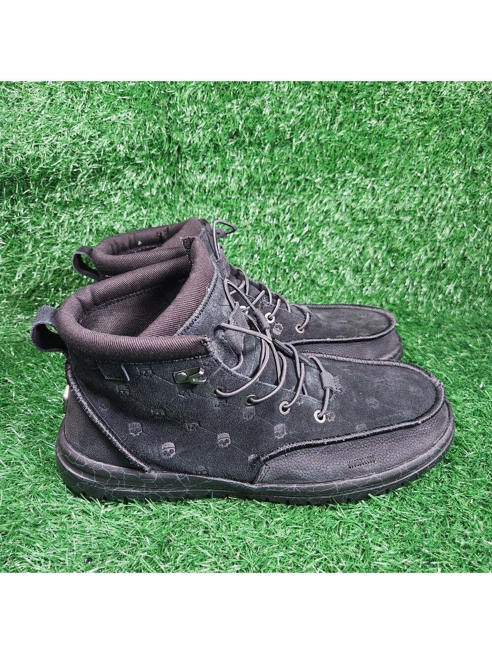 New Hey Dude Jelly Roll Bradley Suede Black Oyster Men Sz 12 Limited Skull Boots